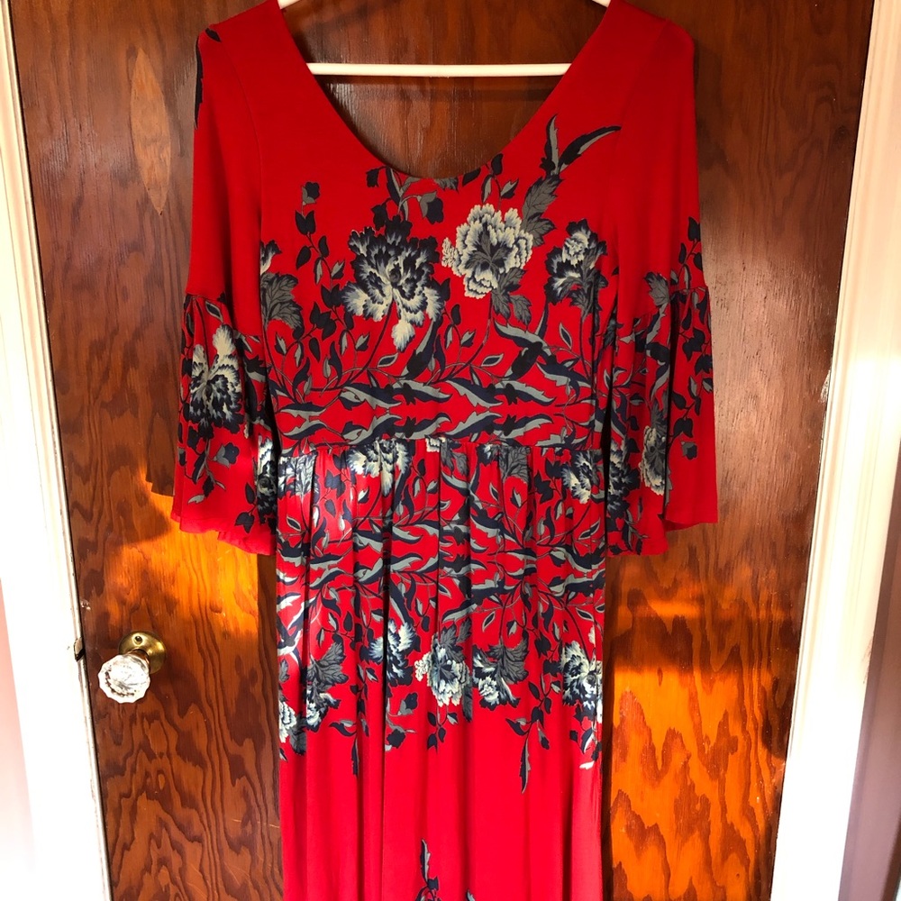 Free People Midi red floral Dress